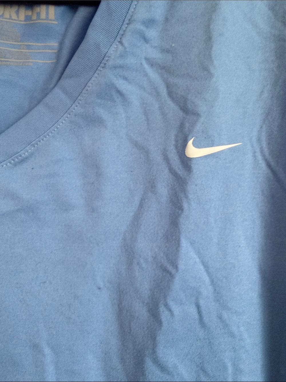 Nike Women's Light Blue V-Neck Short Sleeve Tee - Picture 3 of 5